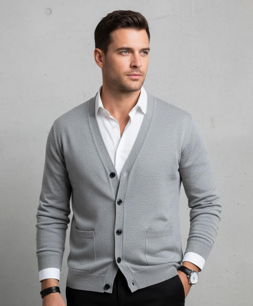 Men's V-Neck Button-Up Cardigan
