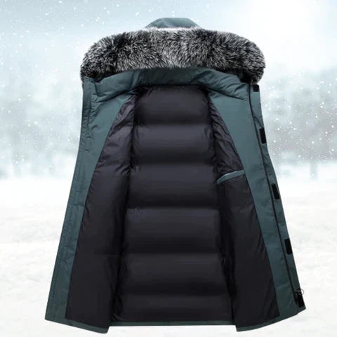 Men's Winter Parka with Hood and Faux Fur Collar