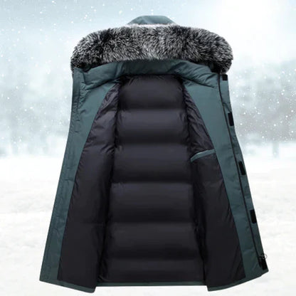 Men's Winter Parka with Hood and Faux Fur Collar