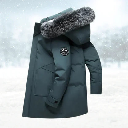 Men's Winter Parka with Hood and Faux Fur Collar