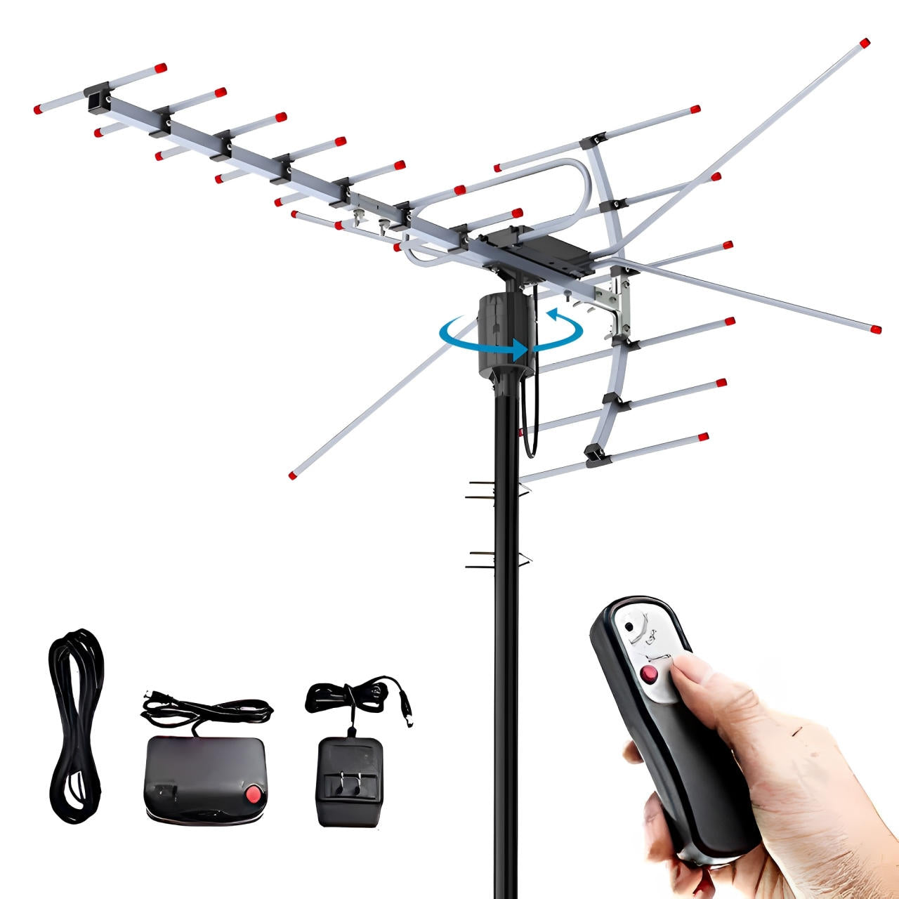 Digital Outdoor TV Antenna Extra Range 2025 360° Motor Free HD Channels
