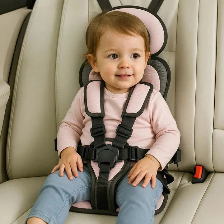 Child Travel Seat With Adjustable Safety Harness For Secure Vehicle Use