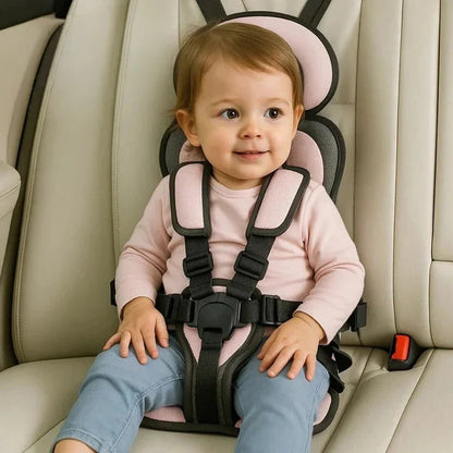 Child Travel Seat With Adjustable Safety Harness For Secure Vehicle Use