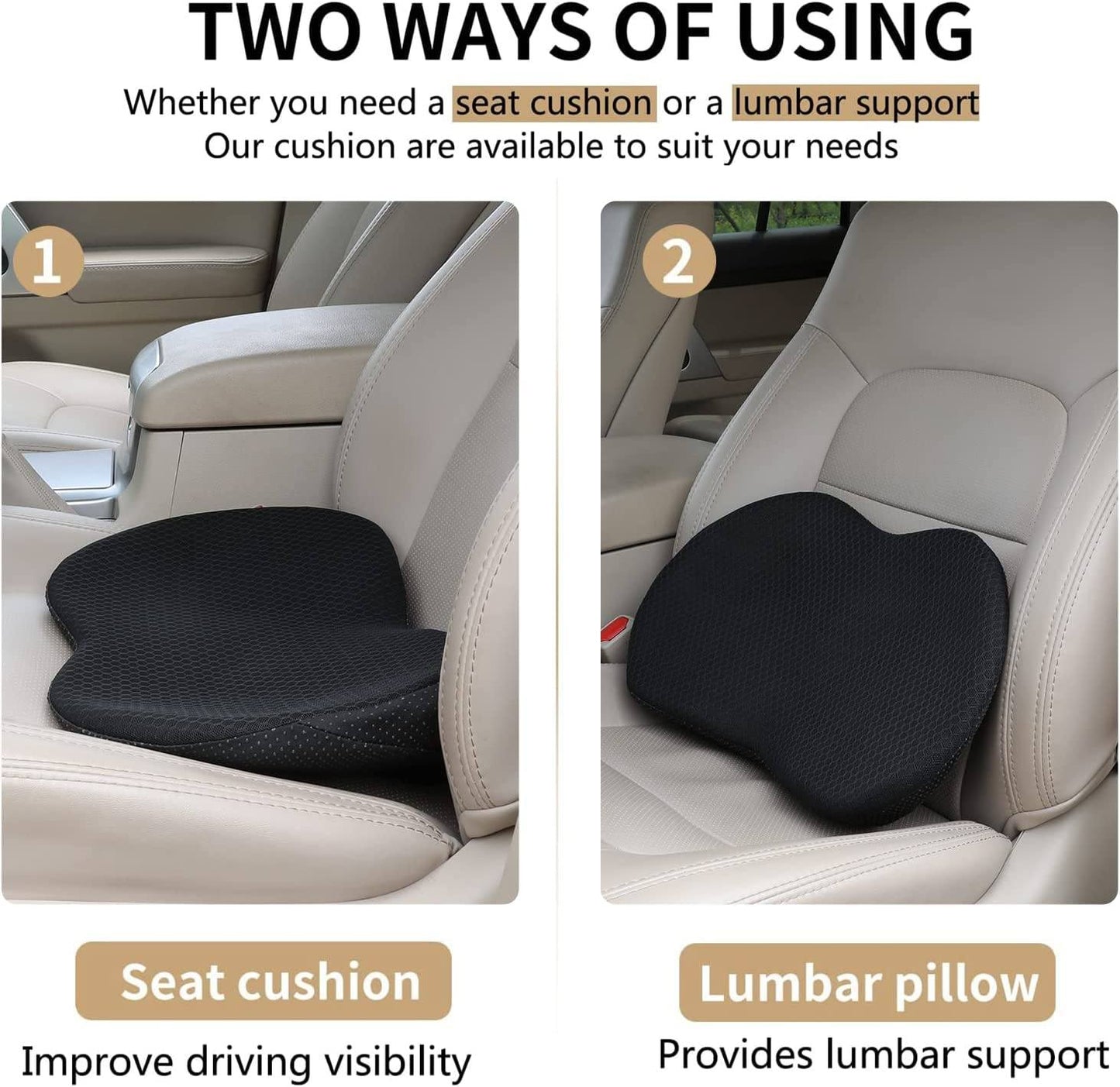 Car Seat Cushion for Shorter Drivers to Boost Height and Comfort