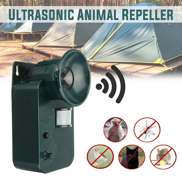 Outdoor Ultrasonic Animal Repeller 5000 Sq Ft Cordless 9V DC Safely Repels