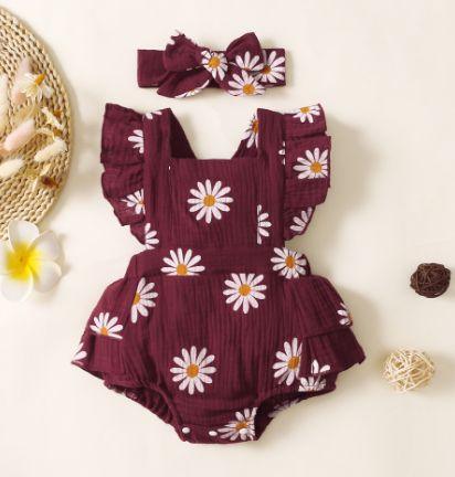 Baby Romper with Ruffles and Headband for Girls