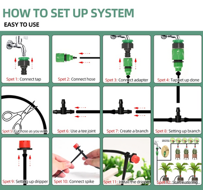 Drip Irrigation System With Automatic Timer For Vegetable Gardens