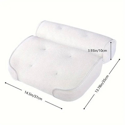 Bathtub Pillow with Six Suction Cups and Ergonomic Contour, Quick-Dry 3D Mesh