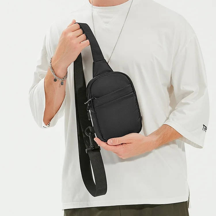 Crossbody Sling Bag with Water-Resistant Nylon and Dual Zippers, Adjustable Strap
