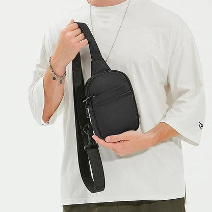 Crossbody Sling Bag with Water-Resistant Nylon and Dual Zippers, Adjustable Strap