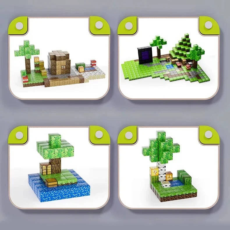 Magnetic Building Blocks with 205 Pieces and Storage Box, Includes Figurines for Ages 3-12