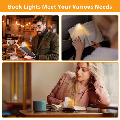 Book Light with USB Rechargeable and Clip-On Clamp, 3 Color Modes, 5 Brightness Levels