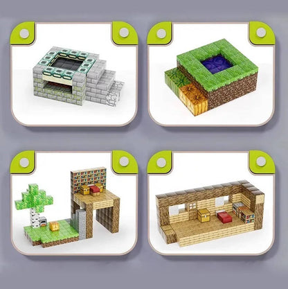Magnetic Building Blocks with 205 Pieces and Storage Box, Includes Figurines for Ages 3-12