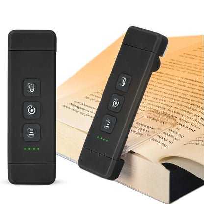 Book Light with USB Rechargeable and Clip-On Clamp, 3 Color Modes, 5 Brightness Levels