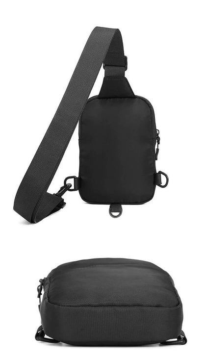Crossbody Sling Bag with Water-Resistant Nylon and Dual Zippers, Adjustable Strap