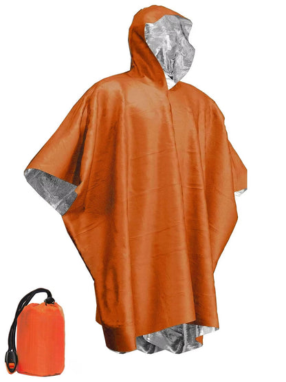 Rain Poncho with Reflective Interior and Reversible High-Visibility Side, Two-Pack