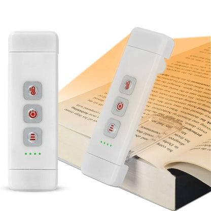 Book Light with USB Rechargeable and Clip-On Clamp, 3 Color Modes, 5 Brightness Levels