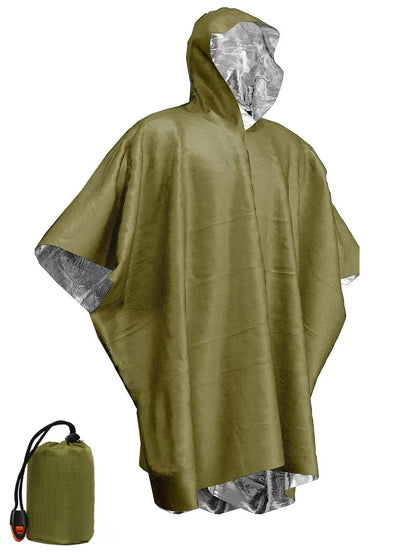 Rain Poncho with Reflective Interior and Reversible High-Visibility Side, Two-Pack