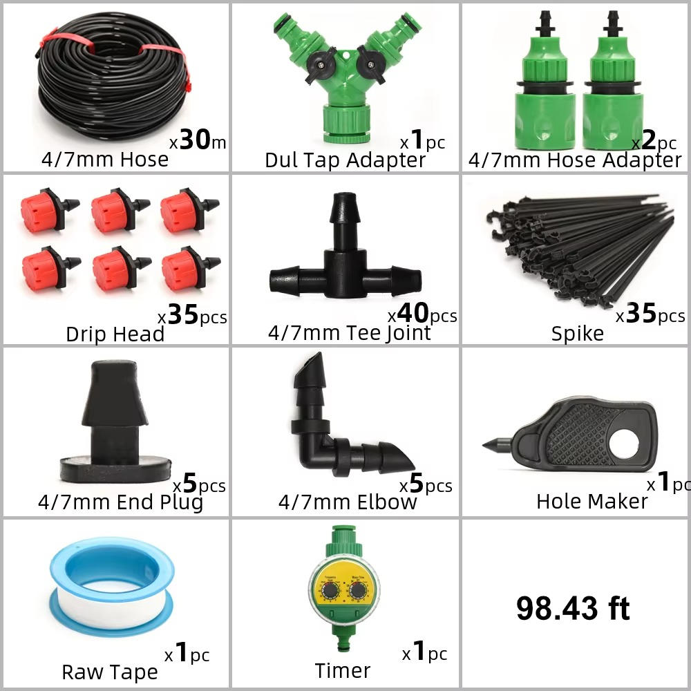 Drip Irrigation System With Automatic Timer For Vegetable Gardens