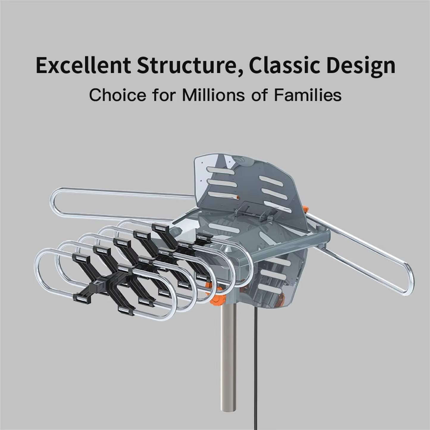 Digital HD TV Antenna Long-Range With 360-Degree Rotating Motor And Mounting Pole