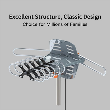 Digital HD TV Antenna Long-Range With 360-Degree Rotating Motor And Mounting Pole