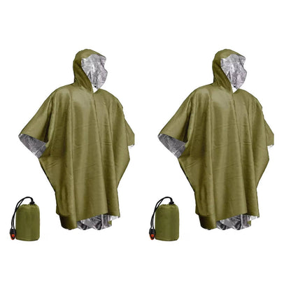 Rain Poncho with Reflective Interior and Reversible High-Visibility Side, Two-Pack