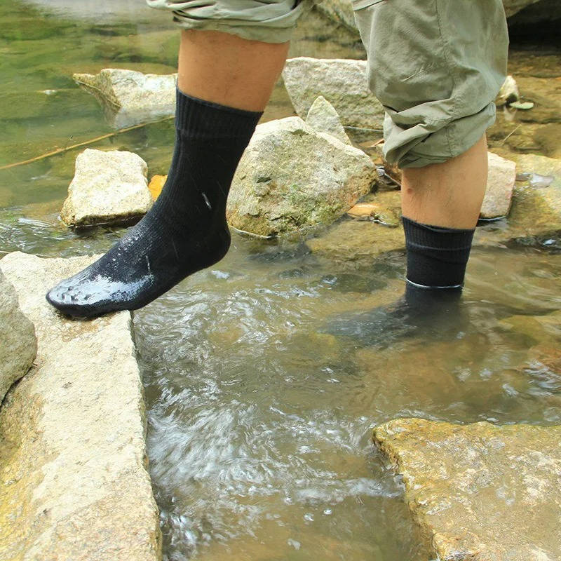 Waterproof Crew Socks with Submersible Membrane and Merino Blend Lining, Quick-Dry Shell