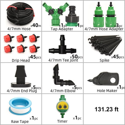 Drip Irrigation System With Automatic Timer For Vegetable Gardens