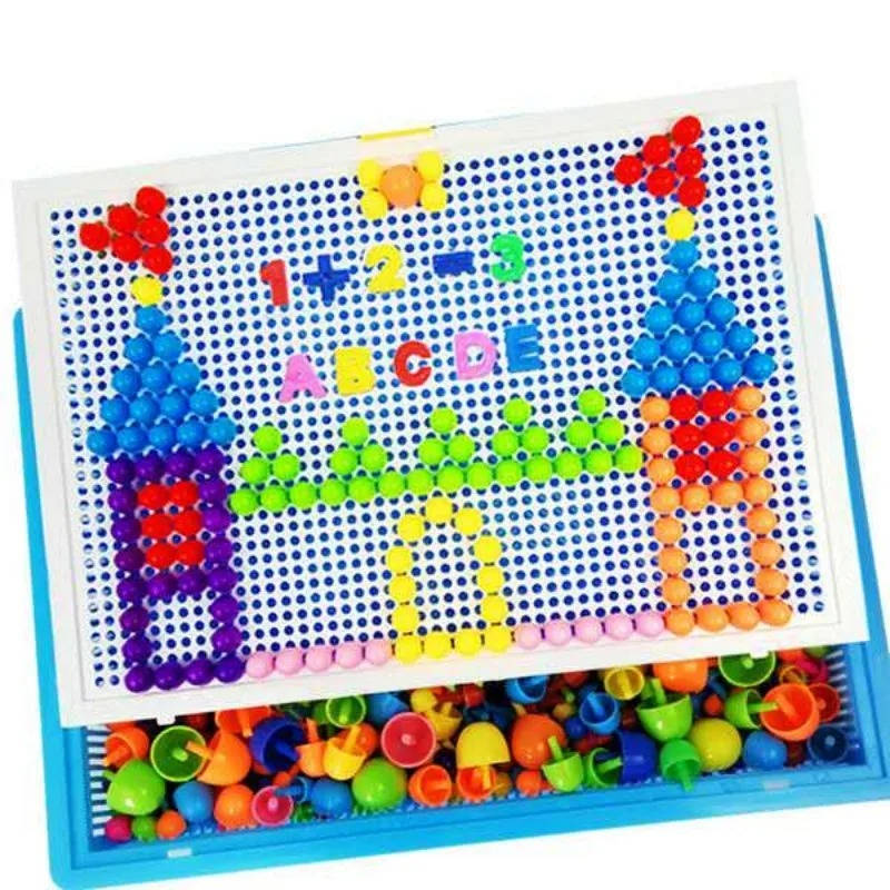 Peg Mosaic Puzzle with 296 Pegs and Handled Storage Basket, Fine Motor STEM Toy Ages 3+