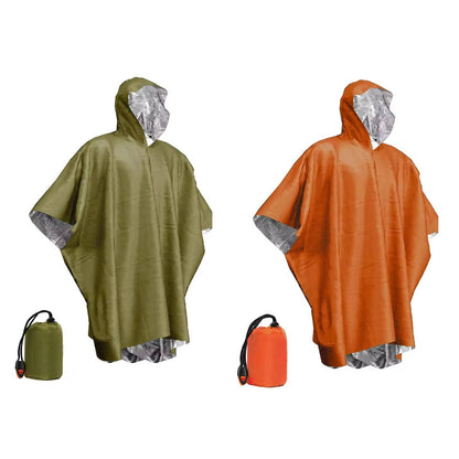 Rain Poncho with Reflective Interior and Reversible High-Visibility Side, Two-Pack