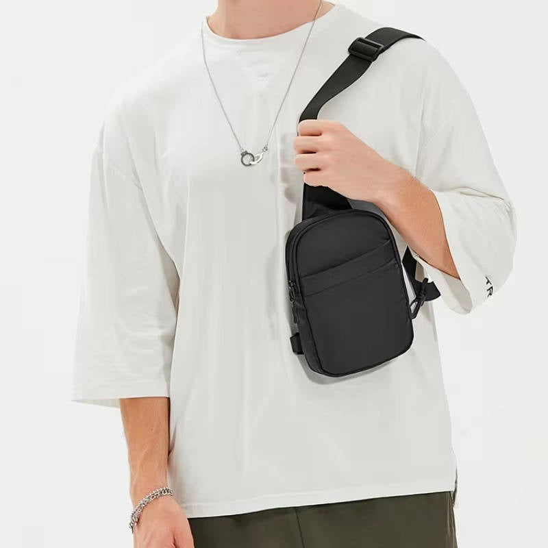 Crossbody Sling Bag with Water-Resistant Nylon and Dual Zippers, Adjustable Strap