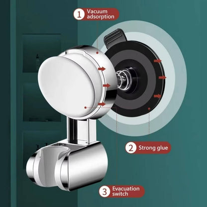 Shower Head Holder with Suction Mount and 360° Rotation for 0.7-0.9in Pipes