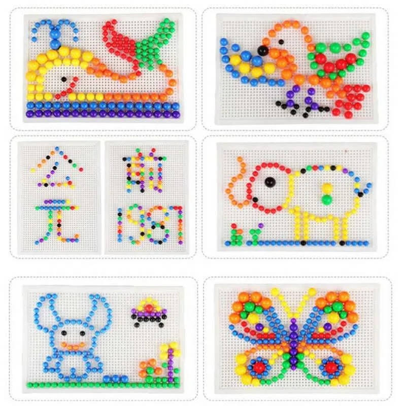 Peg Mosaic Puzzle with 296 Pegs and Handled Storage Basket, Fine Motor STEM Toy Ages 3+