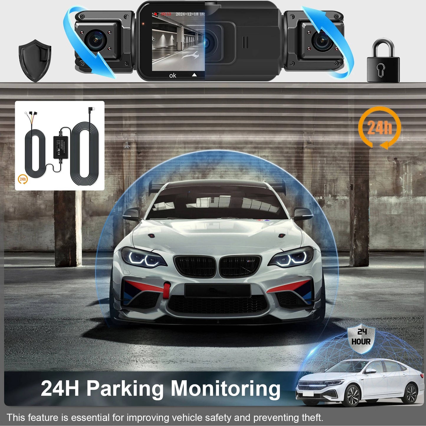 Car Dash Cam Wireless Front And Rear With Night Vision