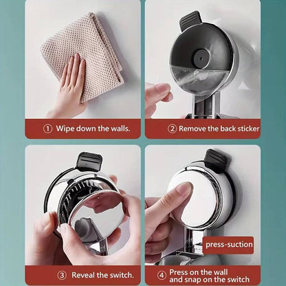 Shower Head Holder with Suction Mount and 360° Rotation for 0.7-0.9in Pipes