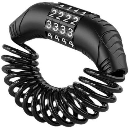 Helmet Lock with 4-Digit Keyless Code and 59-Inch Self-Coiling Cable, Waterproof