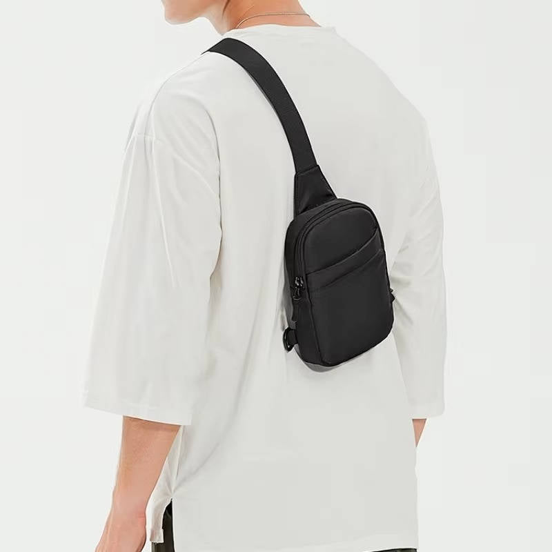 Crossbody Sling Bag with Water-Resistant Nylon and Dual Zippers, Adjustable Strap