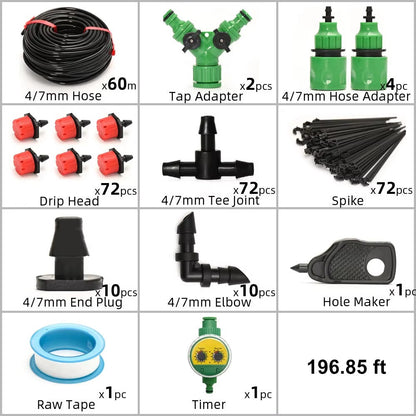 Drip Irrigation System With Automatic Timer For Vegetable Gardens