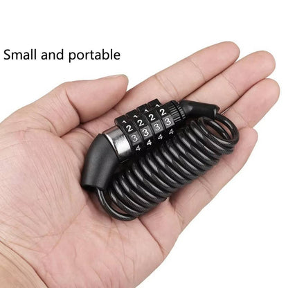 Helmet Lock with 4-Digit Keyless Code and 59-Inch Self-Coiling Cable, Waterproof