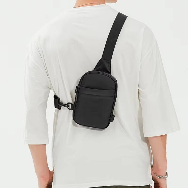 Crossbody Sling Bag with Water-Resistant Nylon and Dual Zippers, Adjustable Strap