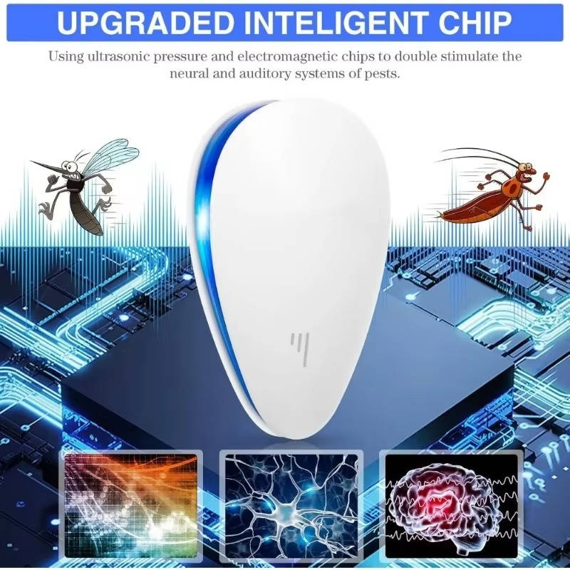 Ultrasonic Pest Repeller with Silent Operation and 1600 Sqft Coverage, Plug-In