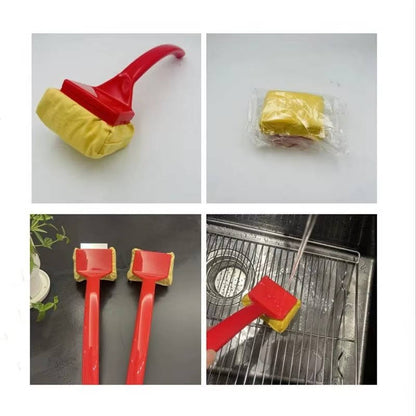 Grill Brush with Steam Pad and 18-Inch Non-Slip Handle, Swappable Bristleless Head