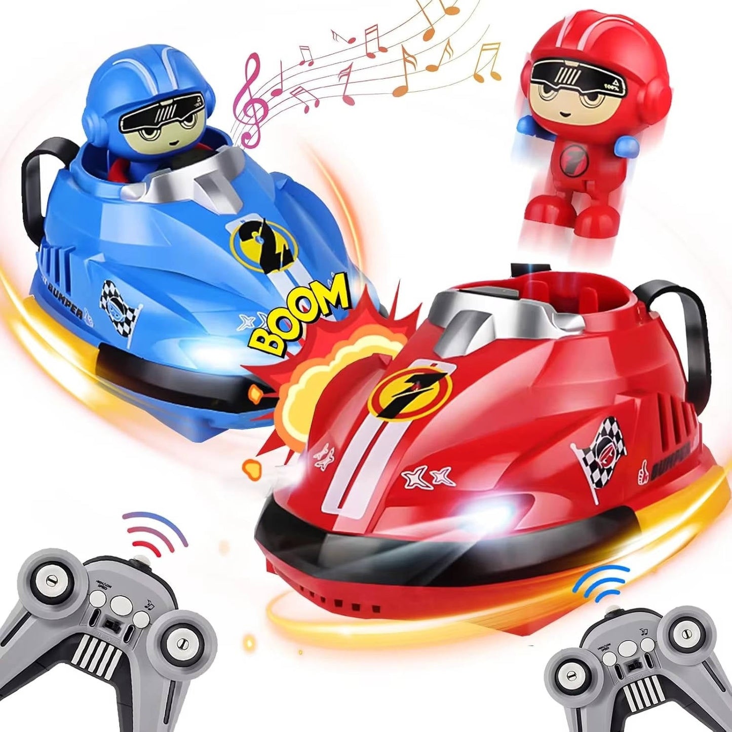 Remote Control Bumper Cars Two-Pack with Ejecting Drivers and USB Rechargeable for Ages 3+