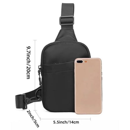 Crossbody Sling Bag with Water-Resistant Nylon and Dual Zippers, Adjustable Strap
