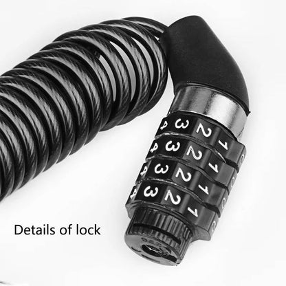 Helmet Lock with 4-Digit Keyless Code and 59-Inch Self-Coiling Cable, Waterproof