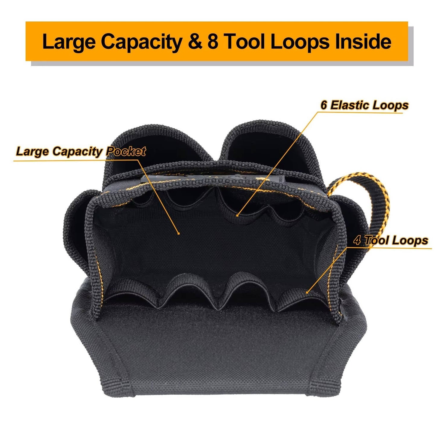 Electrician Tool Belt with 15 Pockets and Reinforced Hammer Loop, Heavy Duty 900D Nylon