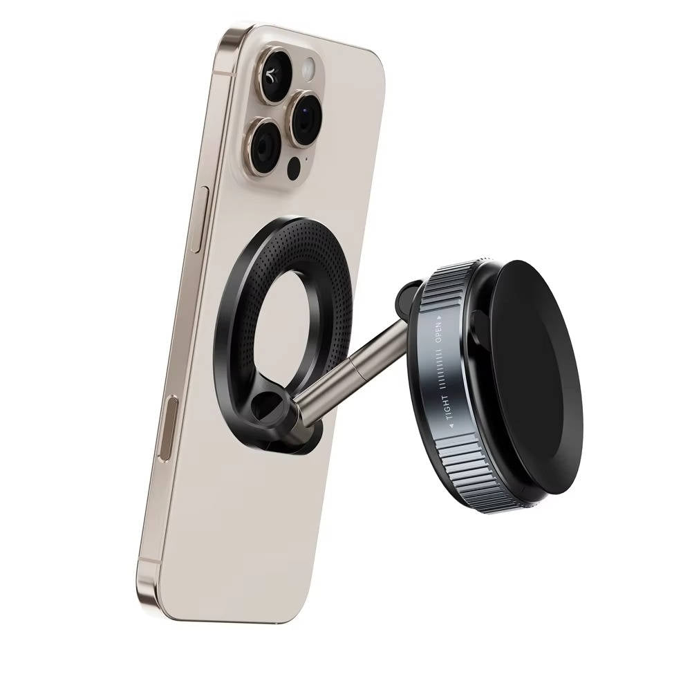 Magnetic Car Phone Mount with Twist Lock Suction and 360 Degree Foldable Arm