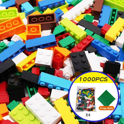 Thousand-Piece Brick Set with Sorting Tray and 6 Shapes for Ages 6+