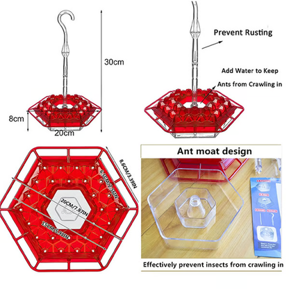 Hummingbird Feeder With Built-In Ant Moat And Easy-Clean Design