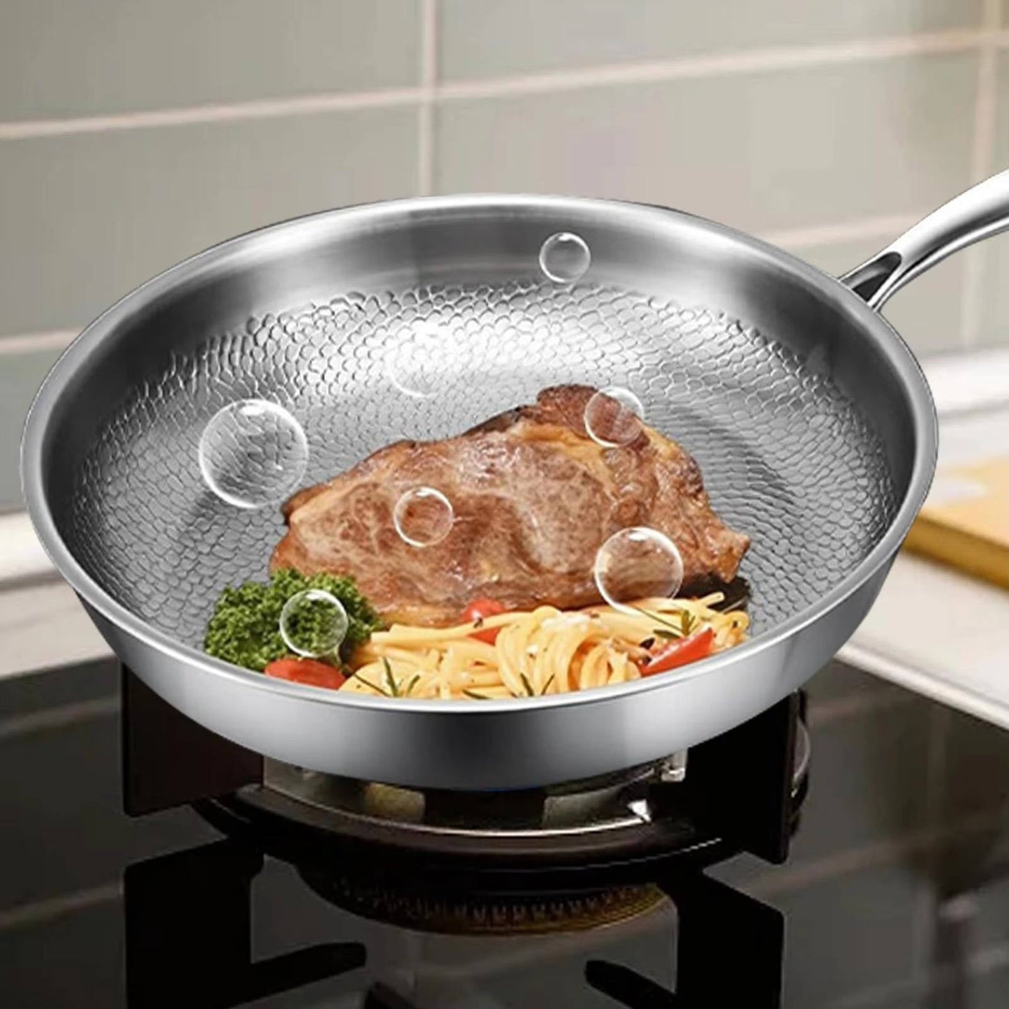 Frying Pan Titanium Coated, Nonstick And Non-Toxic For Everyday Cooking